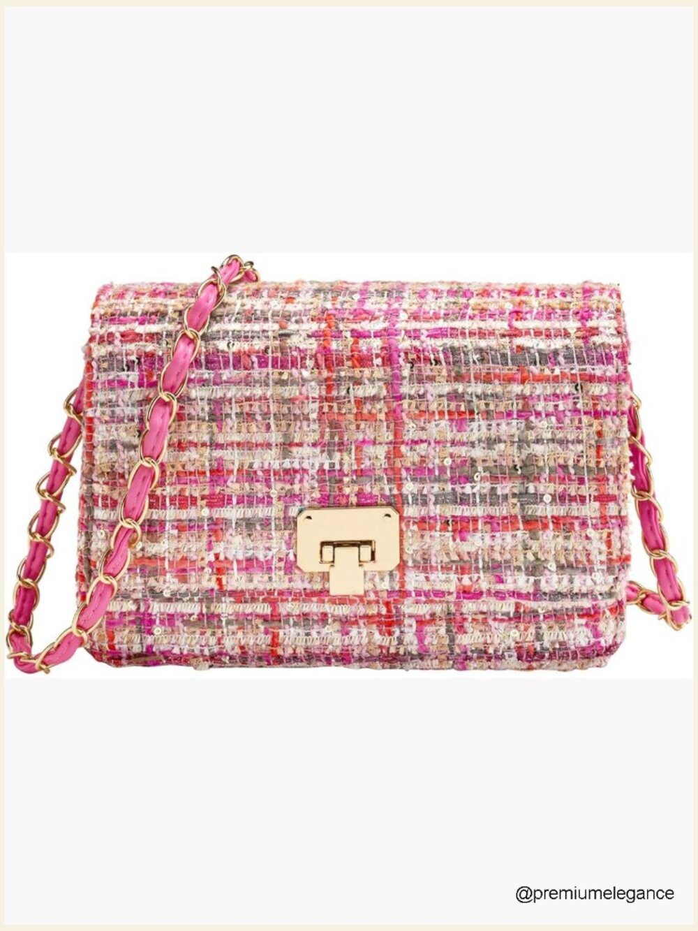 Quilted Mini Shoulder Bag Tweed Clutch Chain Crossbody Evening Purse
